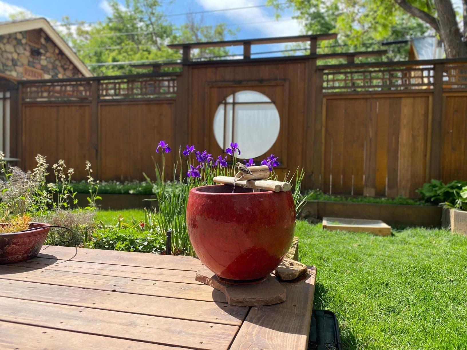 Customer bamboo fountain installation